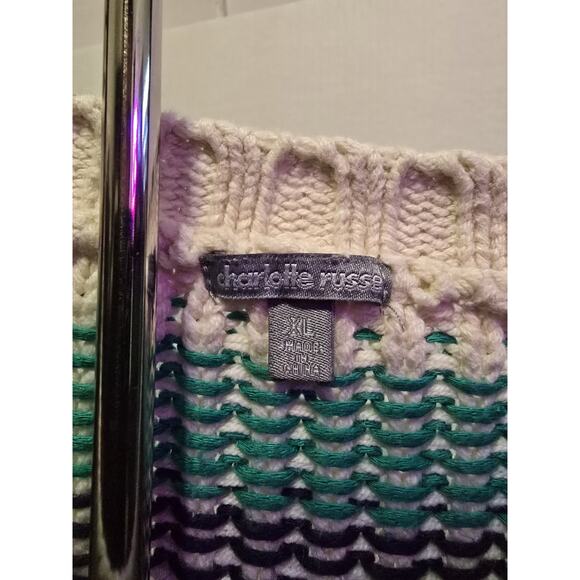 Charlotte Russe Women's Striped Knit Sweater Size XL Multicolor Green White... - Picture 3 of 3